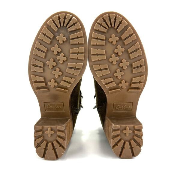 Carlos Santana Ardent Green Ankle Boot Sz 10 Faux Leather Block Heel Zip Closure - Picture 7 of 15